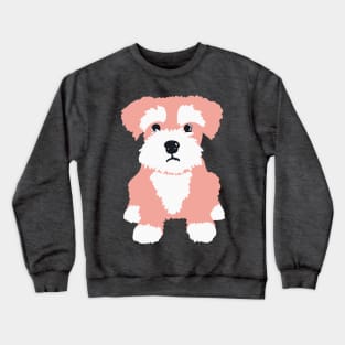 Sweet Pink Miniature Schnauzer Puppy on Dark Blue Background Crewneck Sweatshirt